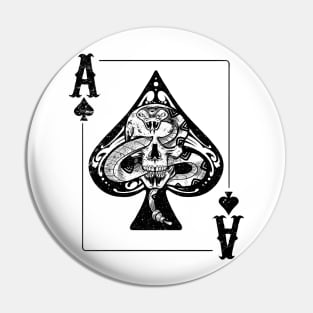 Skull and Snake Ace of Spades Poker fan gift Pin