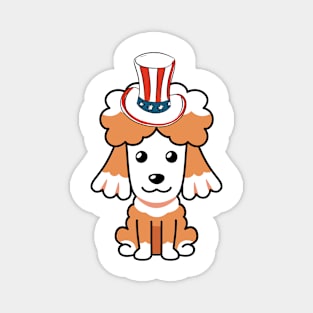 Funny brown dog is wearing uncle sam hat Magnet