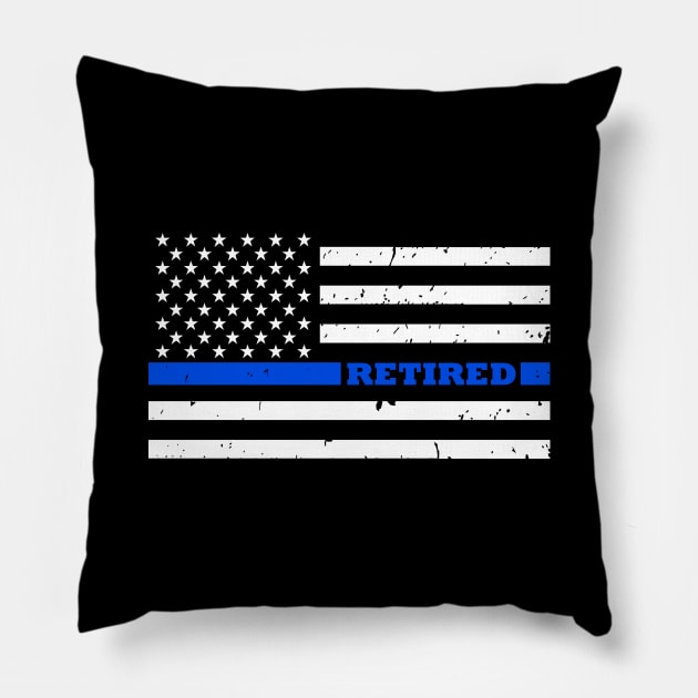 Retired Police Gift - Retired Police Officer - Thin Blue Line Flag Pillow by bluelinemotivation