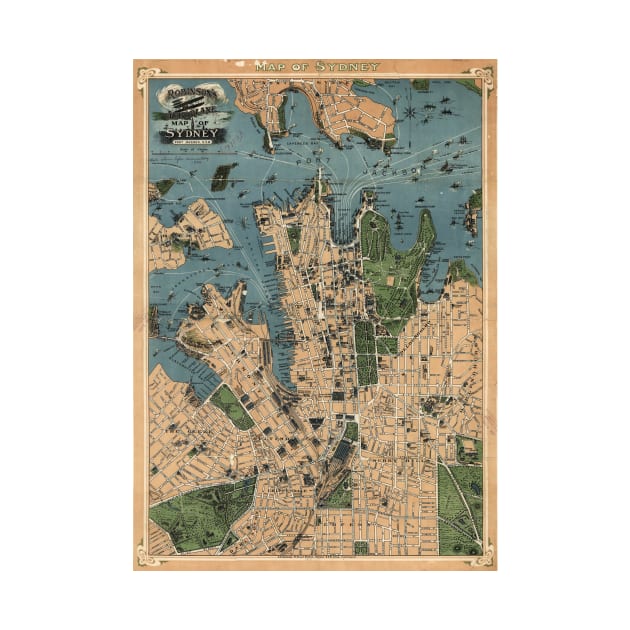 Vintage Map of Sydney Australia (1922) by Bravuramedia