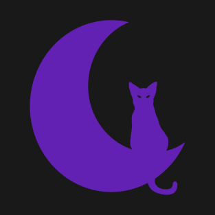 Purple Cat Perched On Moon T-Shirt