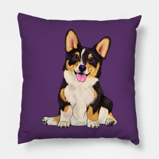 Cute sitting corgi tri color dog Pillow