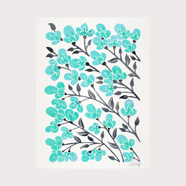 turquoise cherry blossoms by CatCoq