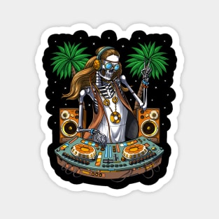 Skeleton Hippie Music DJ Magnet