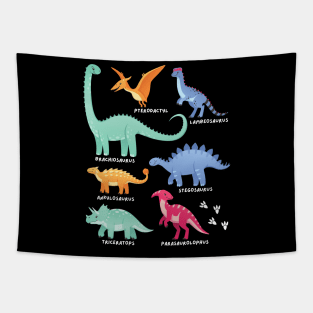 Types of Dinosaurs Future Paleontologist Kids Dino Lover Tapestry