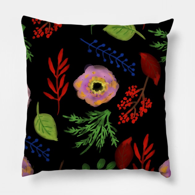 Watercolor floral pattern Pillow by hedehede