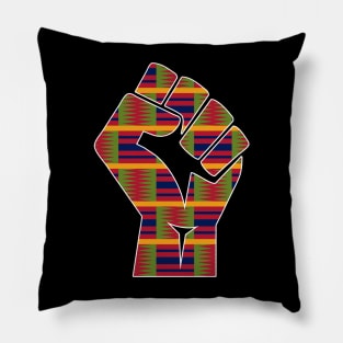 Kente Cloth Black Power Fist Pillow