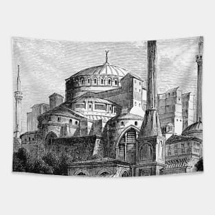 Church Basilica of Hagia Sophia Mosque Constantinople in Turkey Tapestry