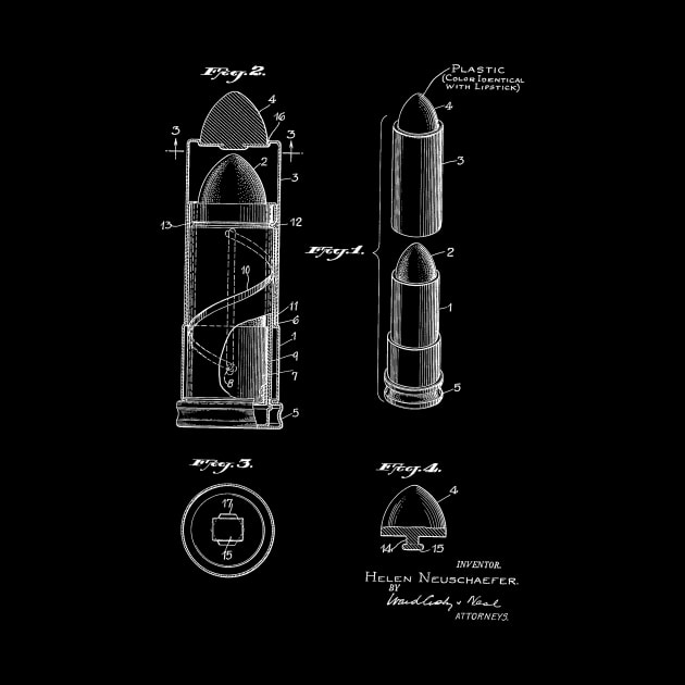 Lipstick Case Vintage Patent Hand Drawing by TheYoungDesigns