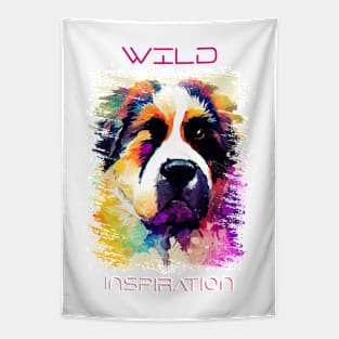 Saint Bernard Dog Wild Nature Animal Colors Art Painting Tapestry