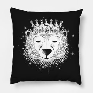 Polar bear with crown Pillow