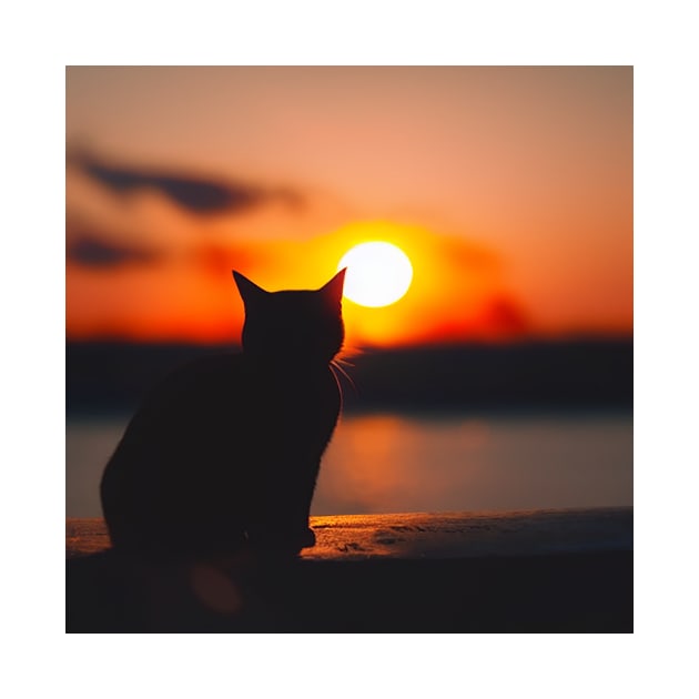 Black Cat Watching Sunset by Beastlykitty