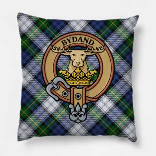 Clan Gordon Crest over Dress Tartan Pillow