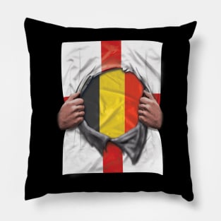 Belgium Flag English Flag Ripped - Gift for Belgian From Belgium Pillow