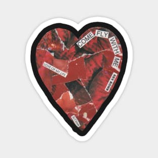 Heart, collaged heart. Why wait for Valentine's Day to add some romance? Magnet