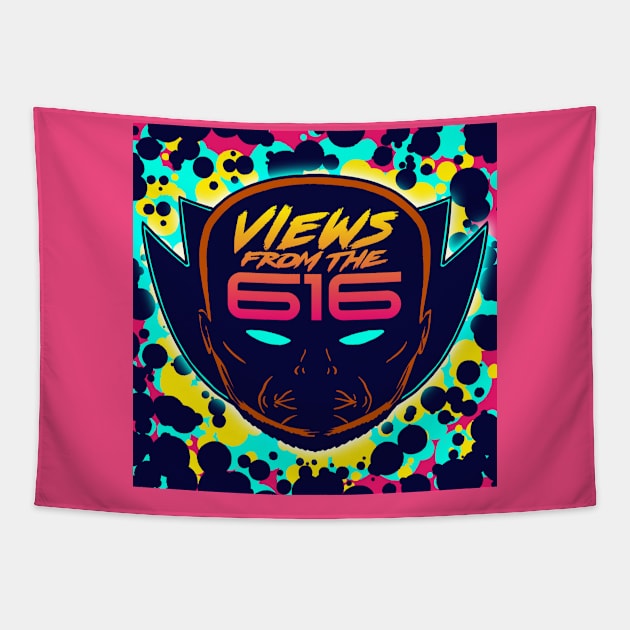 Miami Nights Views From The 616 Logo (Front Only) Tapestry by ForAllNerds