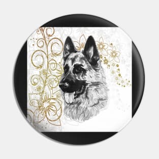 German Shepherd Graphic Art Design Gifts Pin