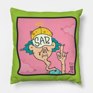 Dope sad rapper middle finger to the world illustration Pillow