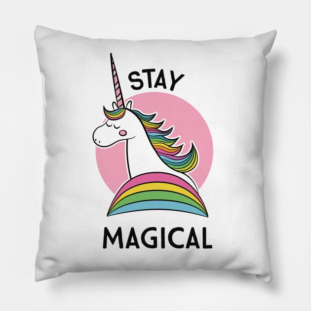 Magical Unicorn - Stay Magical Pillow by krimons