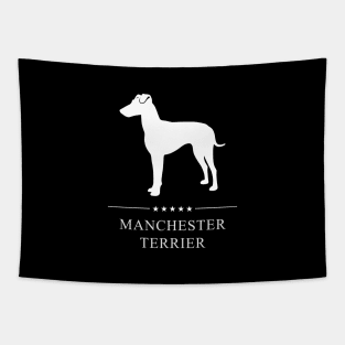 Manchester Terrier Dog White Silhouette Tapestry