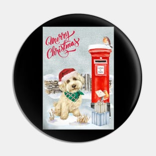 Labradoodle Merry Christmas Santa Dog Pin