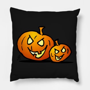 Jack-o'-lantern, Two Halloween pumpkins Pillow