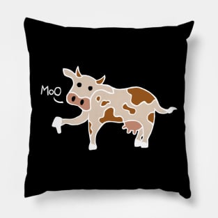 Moo / Boo Cow Thumbs Down (White) Pillow