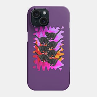 Psychedelic Black Cat Funny Melty colorful background surreal collage Phone Case