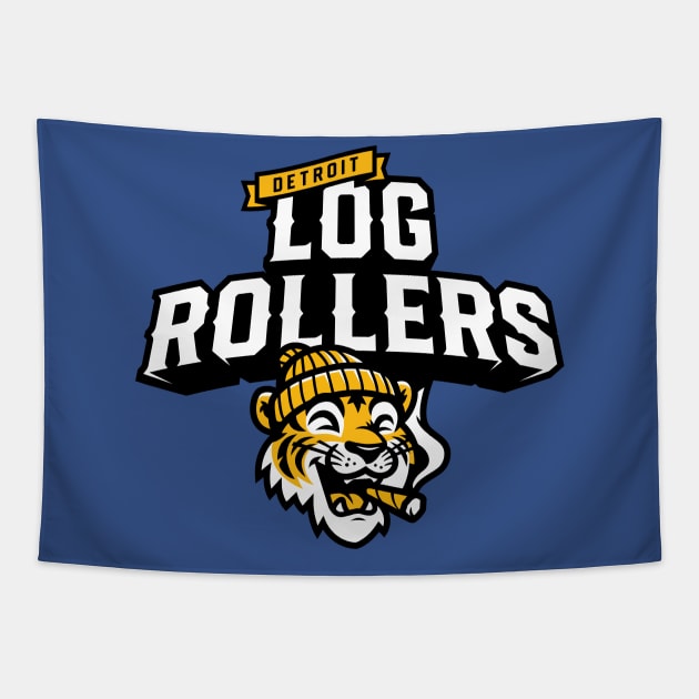 Detroit 'Log Rollers' 313 T-Shirt: Embrace the Smoking Spirit of Detroit with a Humorous Tiger Design! Tapestry by CC0hort