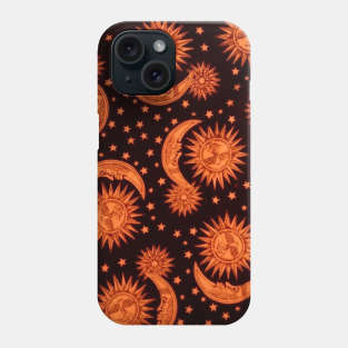 Orange Sun & Moon Pattern Phone Case