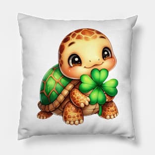 Clover Turttle St Patricks Day Pillow