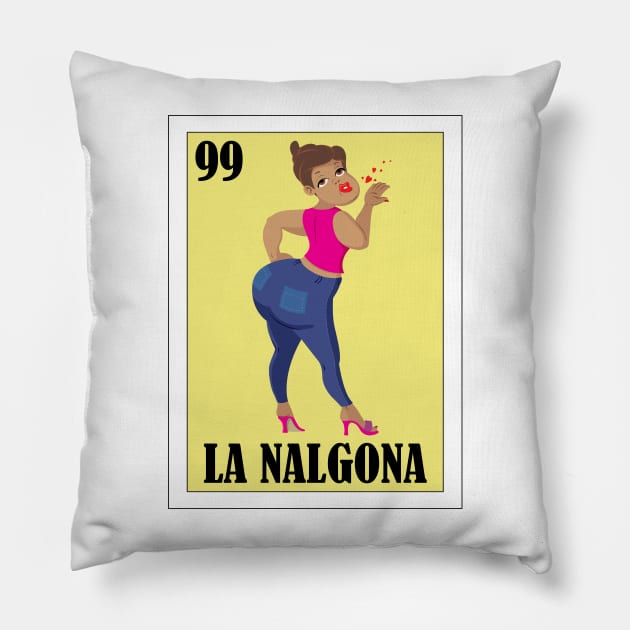 Loteria Mexicana Art - Hispanic Nalgona Design - Mexican Lottery La Nalgona Pillow by HispanicStore