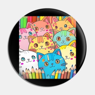 Cute Rainbow Cat Crayon - Funny Cats Pin