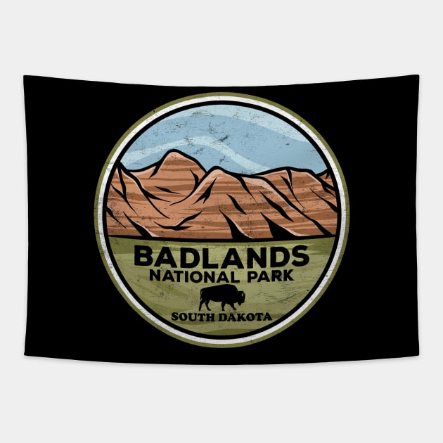 Badlands National Park South Dakota Bison Nature Tapestry by SouthDakotaGifts