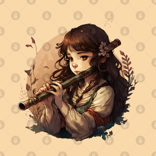 musical instrument | beautiful girl with flute by A&A