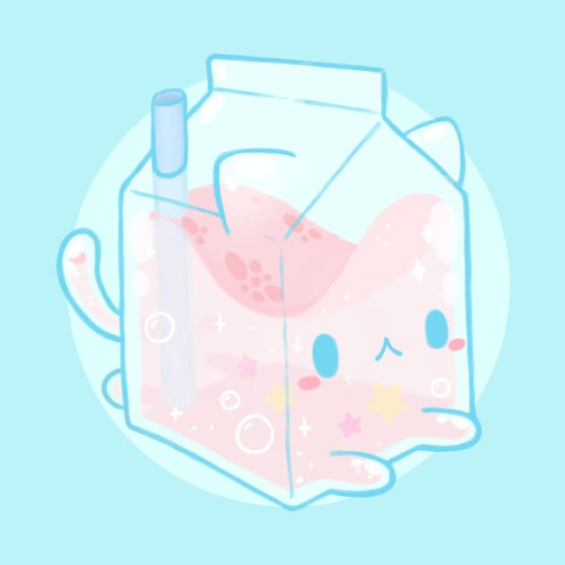 Cute strawberry milk - Kawaii food by MoonArtGlitch