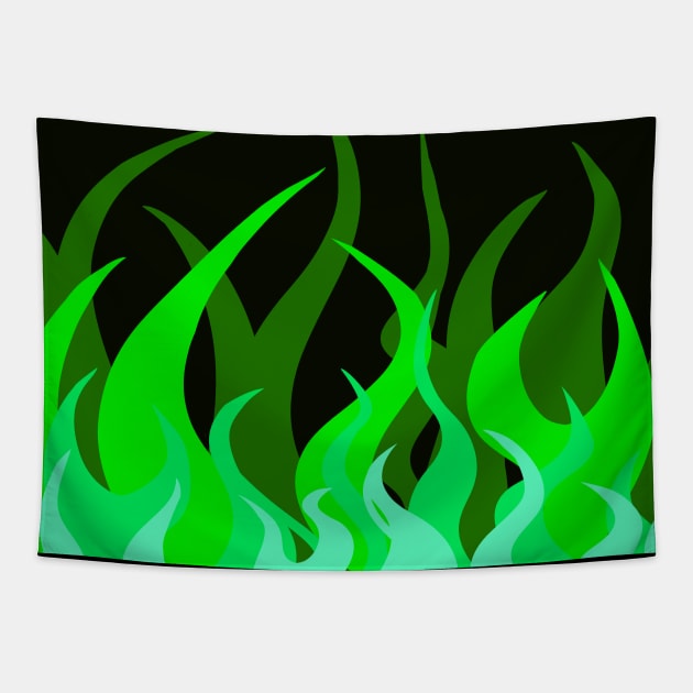 Green Flames Tapestry by VazMas Design