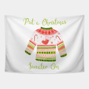 Red and Green Ugly Sweater Tapestry