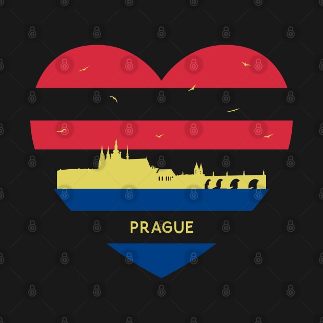 Czech Republic Skyline cityscape Heart Birds Flying Prague by Msafi