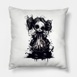 Spooky haunted ink doll Pillow