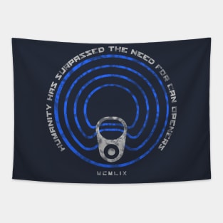 Ring Pull is the Future (blue and grey) Tapestry