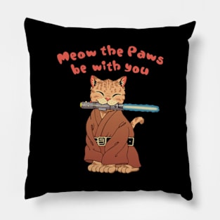 Meow the Cat Paws Be With You Pillow