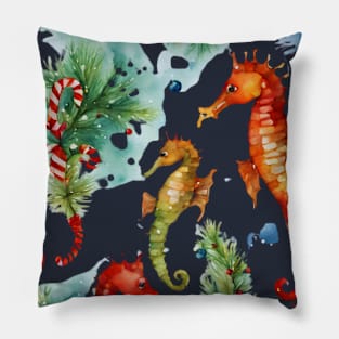 Christmas Seahorses Pillow