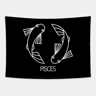 Pisces Zodiac Sign - White Tapestry