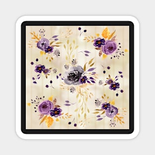 Watercolor Floral 4 | Purple flowers on watercolor background Magnet