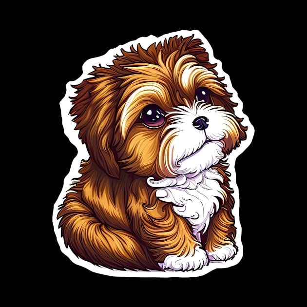 A Brown Havanese Puppy with Golden, Cream & White Highlights by SymbioticDesign