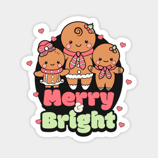 Retro Merry & Bright Gingerbread Man Magnet
