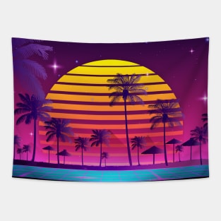 80s sunset synthwave Tapestry