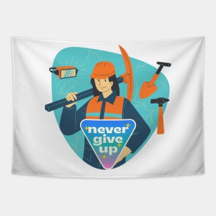 NEVER GIVE UP Tapestry