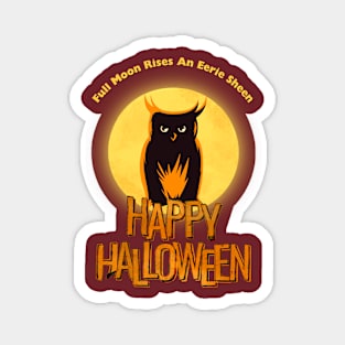 Eerie Moonlit Owl: Happy Halloween Magnet